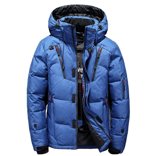 2019 Novo High Quality Winter Warm Thicken Solid Men's Hooded Parkas Casual Male Slim Zipper Pocket Down Coat Jackets (50% WDD)