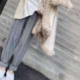 Streetwear Autumn Thick pant women trousers 2019 Autumn winter high waist loose drawstring elastic waist twist radish wool pants
