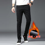 Autumn Winter Pants Men Classic Smart Casual Elastic Long Trousers Male Black Cotton Straight Warm Work Pant Men's Y1997
