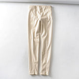 Tangada women white skinny PU leather pants stretch zipper female autumn winter pencil pants trousers 6A04