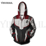 Avengers 4 Endgame Men and Women Zipper Hoodies Captain America 3D Hooded Jacket Superhero Sweatshirt Streetwear Cosplay Costume