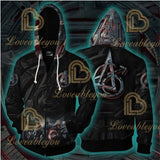 Avengers 4 Endgame Men and Women Zipper Hoodies Captain America 3D Hooded Jacket Superhero Sweatshirt Streetwear Cosplay Costume