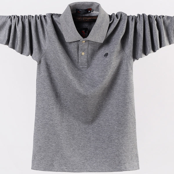 Men Polo Shirt Top Solid Color All Cotton Men Long Sleeve Shirt Oversized Tee High Quality Fashion Male Shirt Drop Ship
