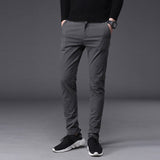 Autumn Winter Pants Men Classic Smart Casual Elastic Long Trousers Male Black Cotton Straight Warm Work Pant Men's Y1997