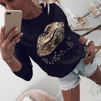 Women Sweatshirt Leopard Print Pullover Autumn Fashion Letter Sweatshirt Casual Ladies bluzy damskie Streetwear Sweat D30
