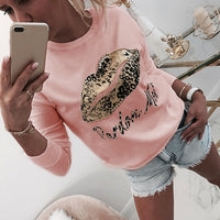 Women Sweatshirt Leopard Print Pullover Autumn Fashion Letter Sweatshirt Casual Ladies bluzy damskie Streetwear Sweat D30