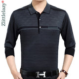2019 casual long sleeve business mens shirts male striped fashion brand polo shirt designer men tenis polos camisa social 3881
