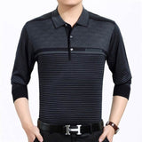 2019 casual long sleeve business mens shirts male striped fashion brand polo shirt designer men tenis polos camisa social 3881