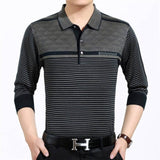 2019 casual long sleeve business mens shirts male striped fashion brand polo shirt designer men tenis polos camisa social 3881